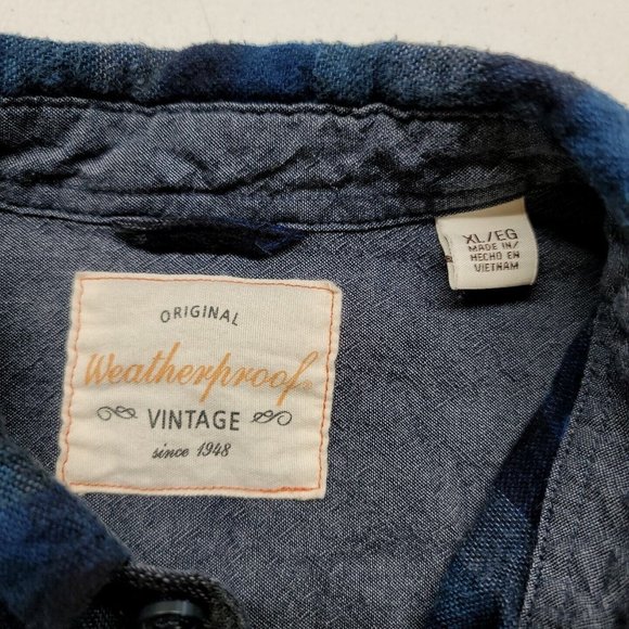 Original Weatherproof Vintage Blue Plaid Flannel Long Sleeve Men's Size XL - Picture 12 of 13
